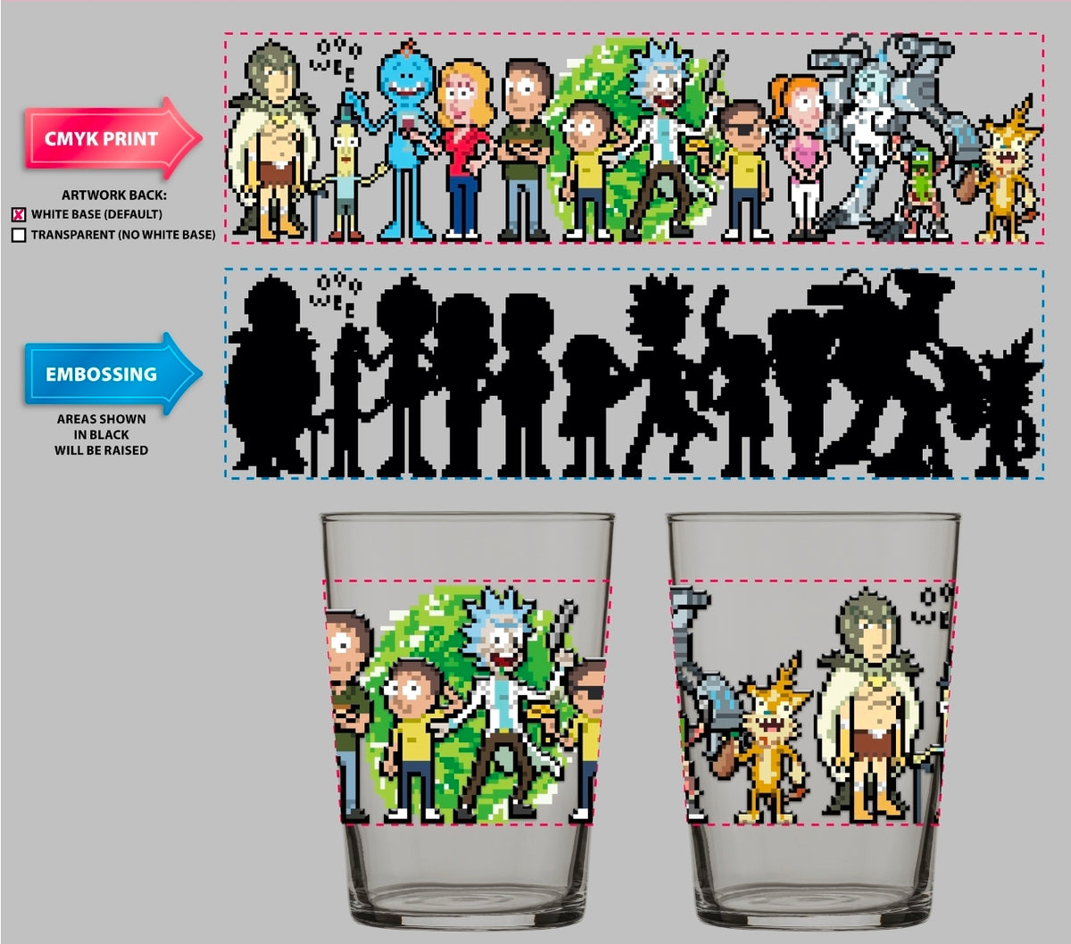 Rick & Morty Embossed Redux Glass