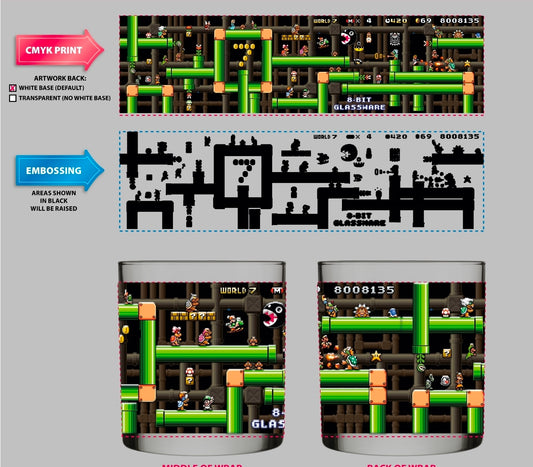 Mario Pipe World Embossed Rocks Glass