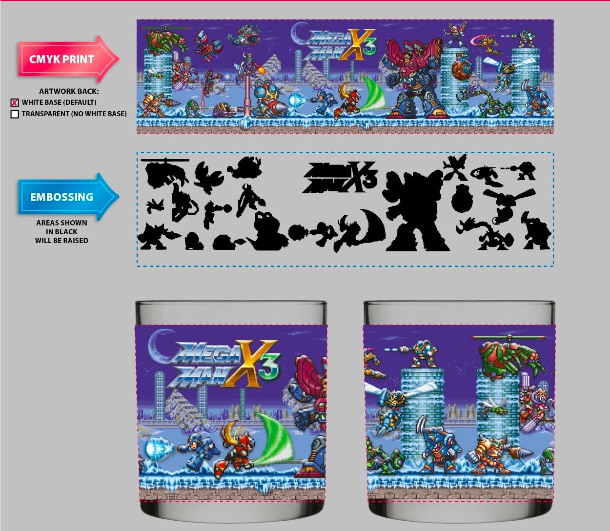 Megaman X3 Rocks Glass